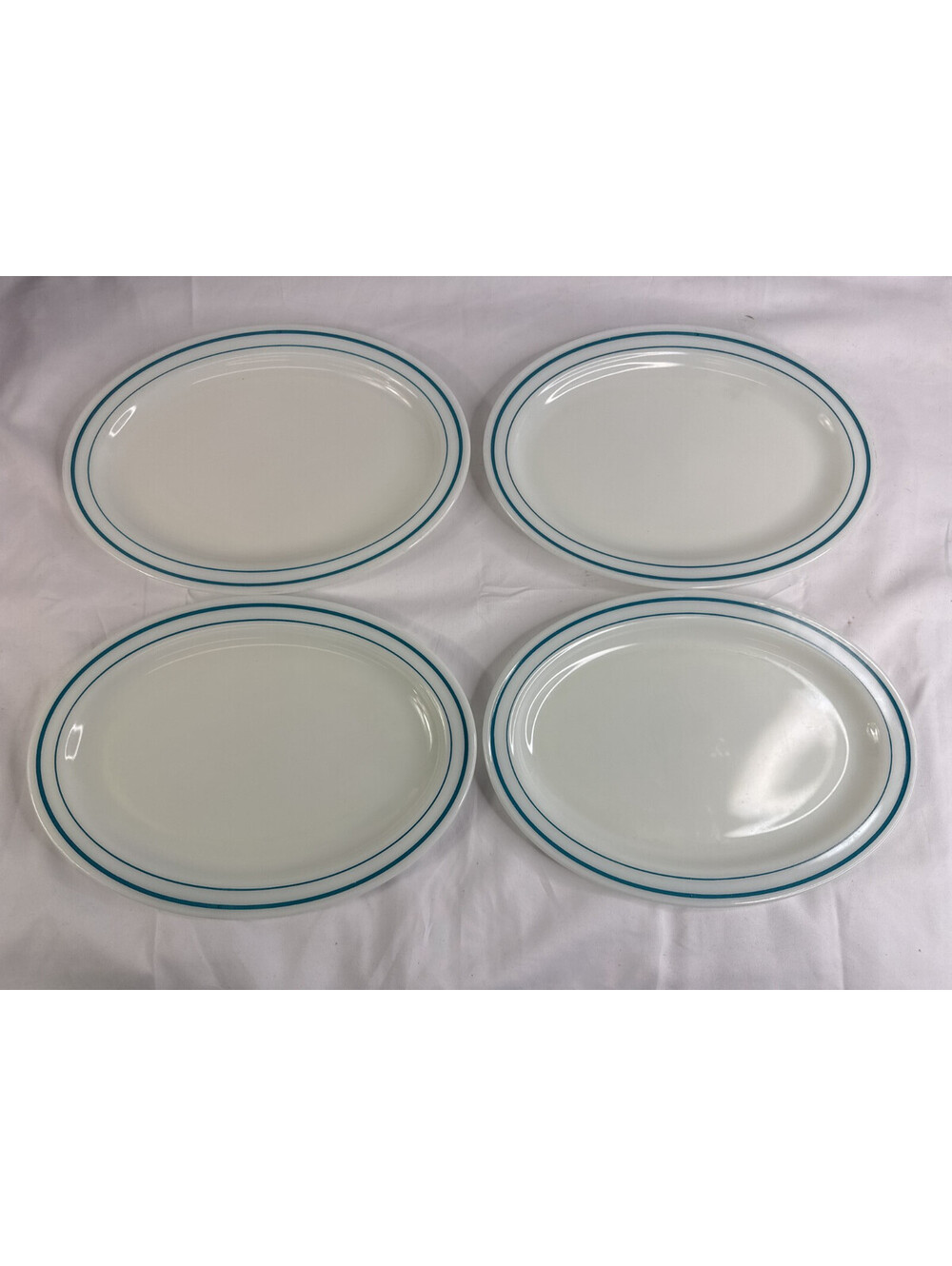 Vintage PYREX Tableware by Corning 12.5" Serving Platter Blue Bands 799 4pcs